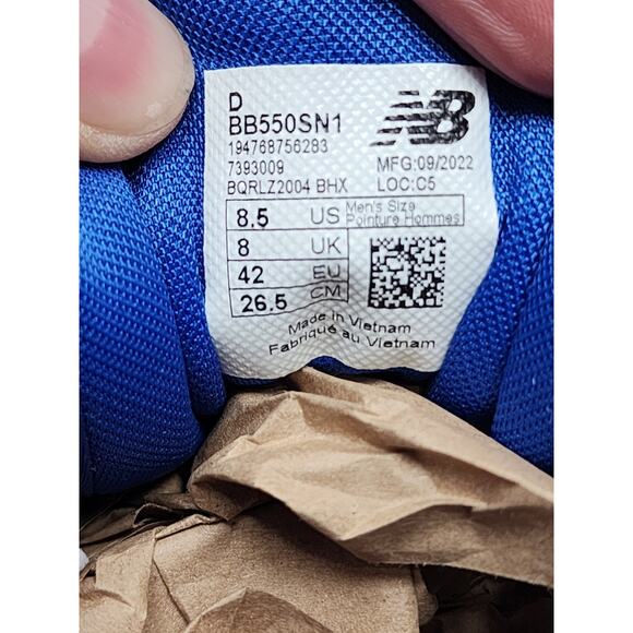 DS New Balance 550 White Blue Size 8.5 Mens Sneakers BB550SN1 BRAND NEW